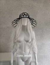 Load image into Gallery viewer, Avant-Garde Black Zip Tie Hat | Sculptural Wearable Art