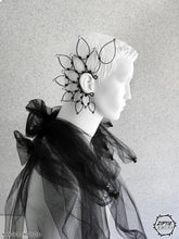 Load image into Gallery viewer, Show Black Ear Cuff with Silver Rhinestones