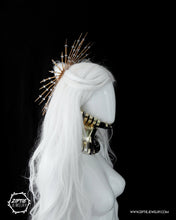 Load image into Gallery viewer, Rhinestone Gold Halo Hair Bun Headdress