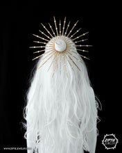 Load image into Gallery viewer, Rhinestone Gold Halo Hair Bun Headdress