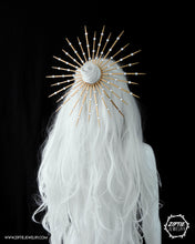 Load image into Gallery viewer, Rhinestone Gold Halo Hair Bun Headdress