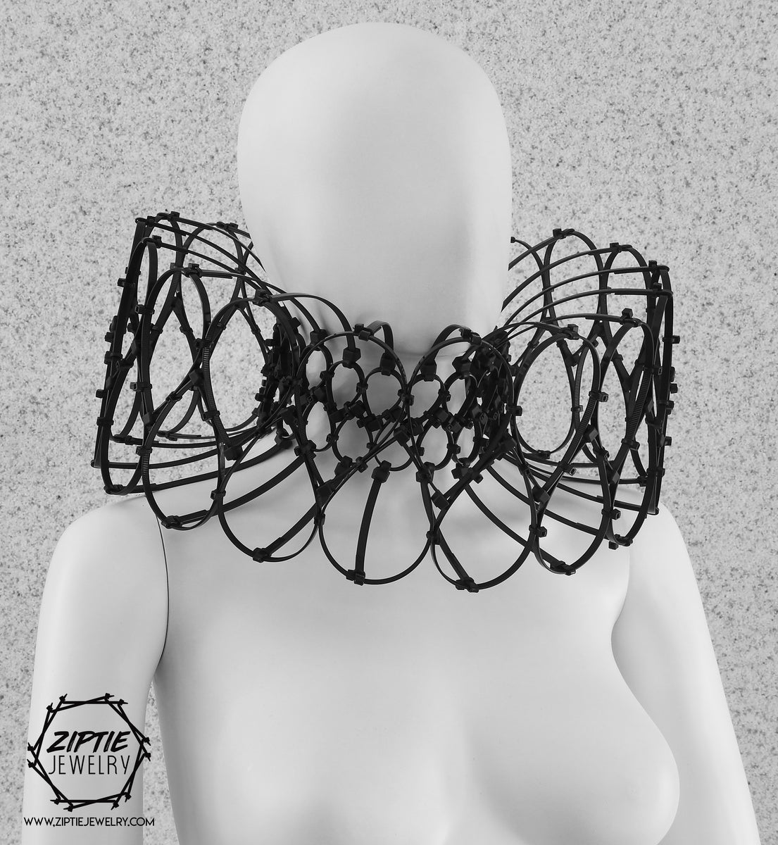 Futuristic Elizabethan Style Collar Necklace by Ziptie Jewelry