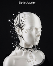 Load image into Gallery viewer, Black Rhinestone Avant-Garde  Ear Cuff-Choker set
