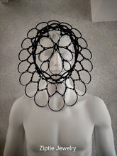 Load image into Gallery viewer, Avant-Garde Black Zip Tie Hat | Sculptural Wearable Art
