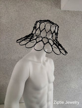 Load image into Gallery viewer, Avant-Garde Black Zip Tie Hat | Sculptural Wearable Art
