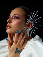 Load image into Gallery viewer, Avant-Garde Statement Ear Cuff with Silver Rhinestones
