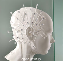 Load image into Gallery viewer, Avant-Garde Statement Ear Cuff with Silver Rhinestones
