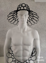 Load image into Gallery viewer, Avant-Garde Black Zip Tie Hat | Sculptural Wearable Art

