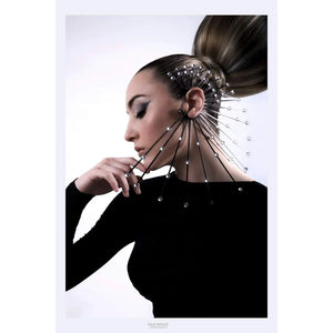 Spike Ear Cuff with Silver Rhinestones