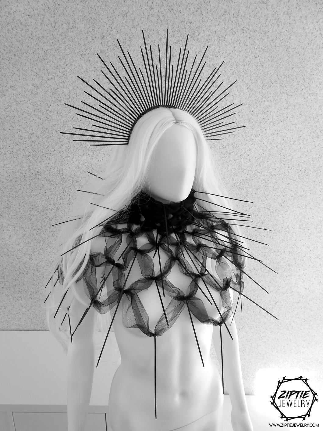 Black Spike Zip Tie Halo Crown