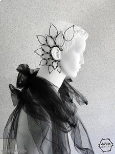 Show Black Ear Cuff with Silver Rhinestones