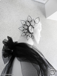 Show Black Ear Cuff with Silver Rhinestones