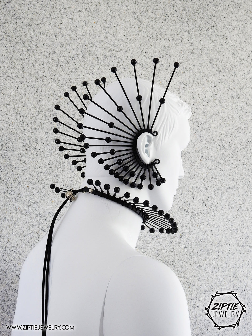 Futuristic Black Spike Ear Cuff