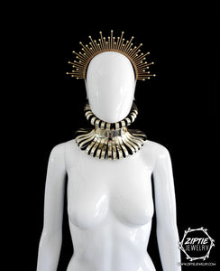 Gold Beaded Halo Crown or Gold Neckpiece