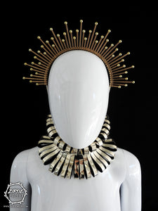 Gold Beaded Halo Crown or Gold Neckpiece