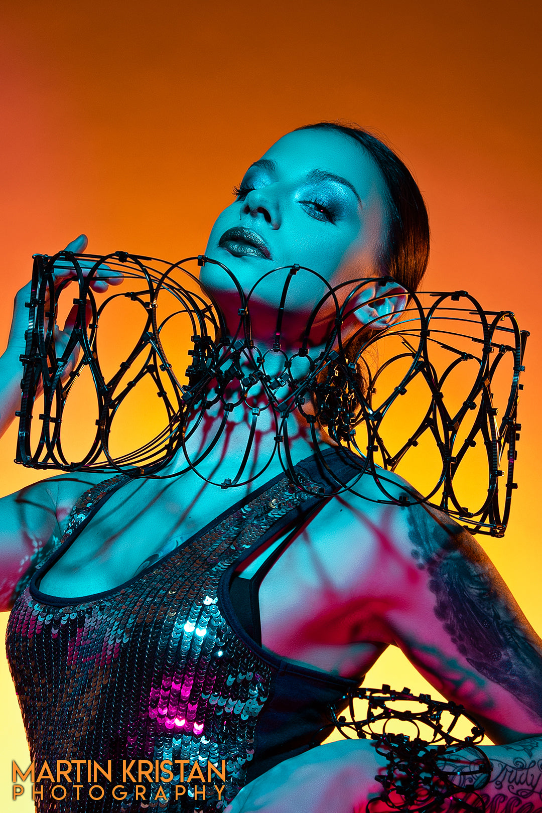 Futuristic Elizabethan Style Collar Necklace by Ziptie Jewelry