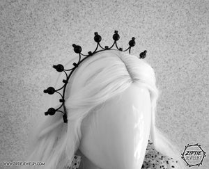 Minimalist Beaded Black Crown