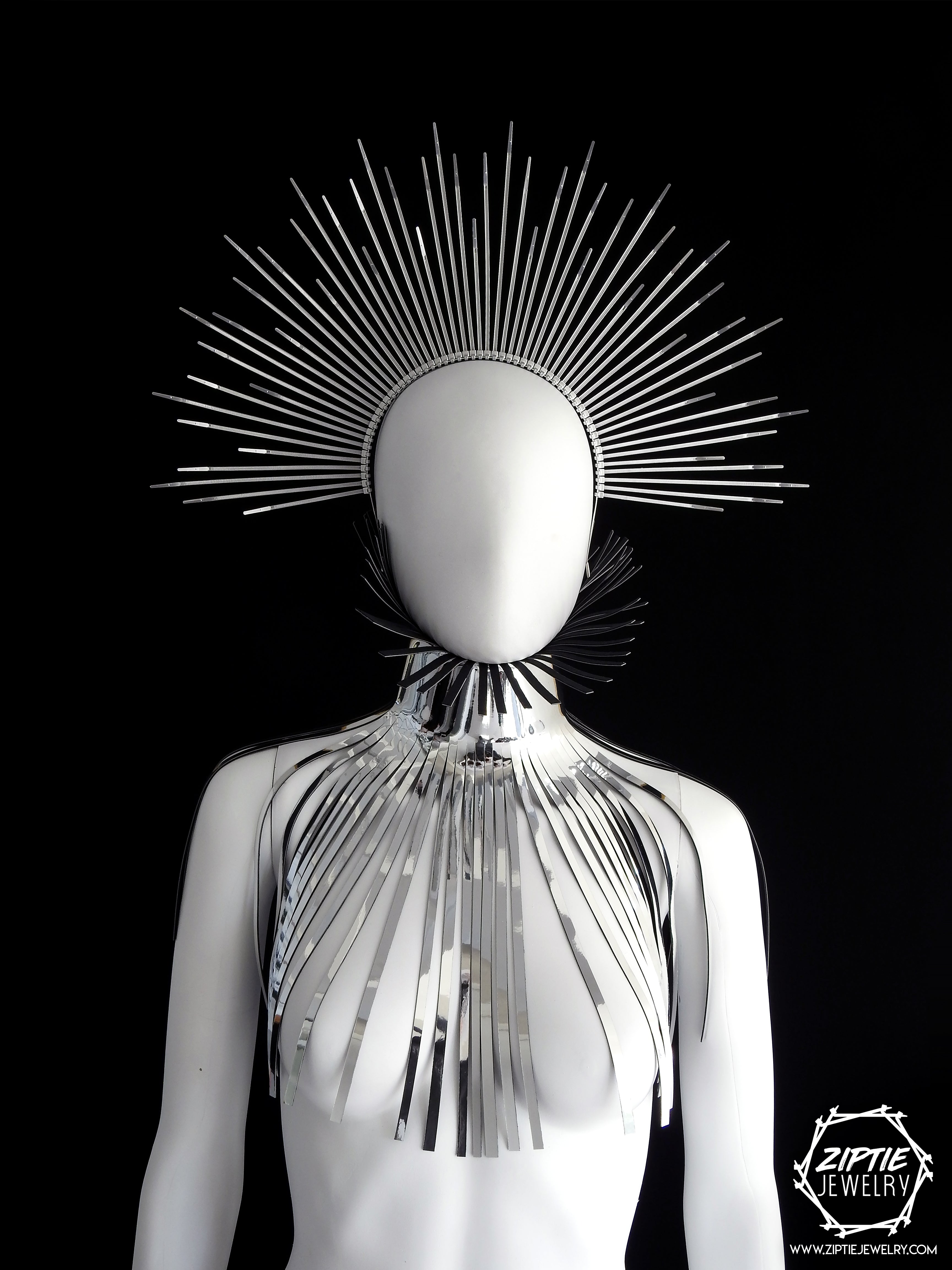 Silver Spike Zip Tie Halo Crown by Ziptie Jewelry 