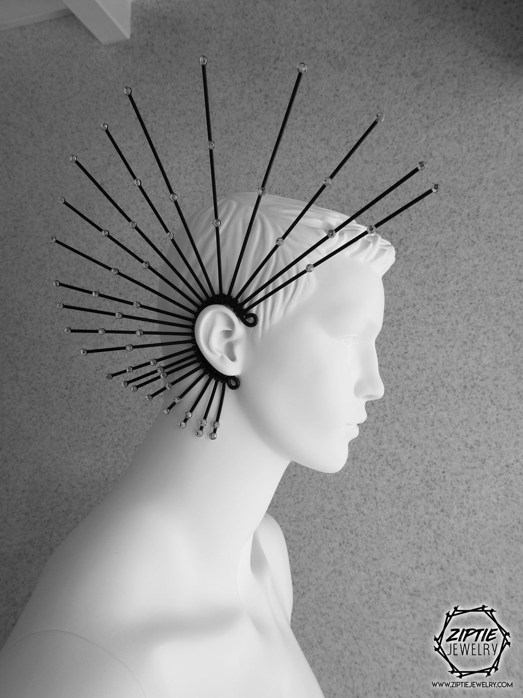 Spike Ear Cuff with Silver Rhinestones