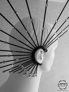 Spike Ear Cuff with Silver Rhinestones